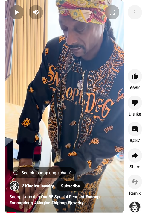 Snoop Dogg x Kingices Custom Gun Pendant | 21.8M Views, 666K Likes & Thousands of Comments