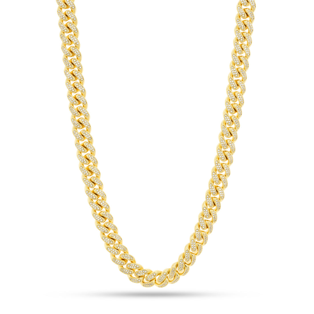12mm Iced Miami Cuban Link Chain  in  Gold Plated / 14K Gold / 18" by Kingices