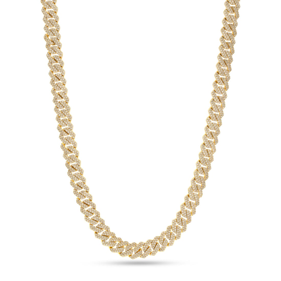 15mm Iced Diamond Cut Miami Cuban Link Chain  in  Gold Plated / 14K Gold / 18" by Kingices