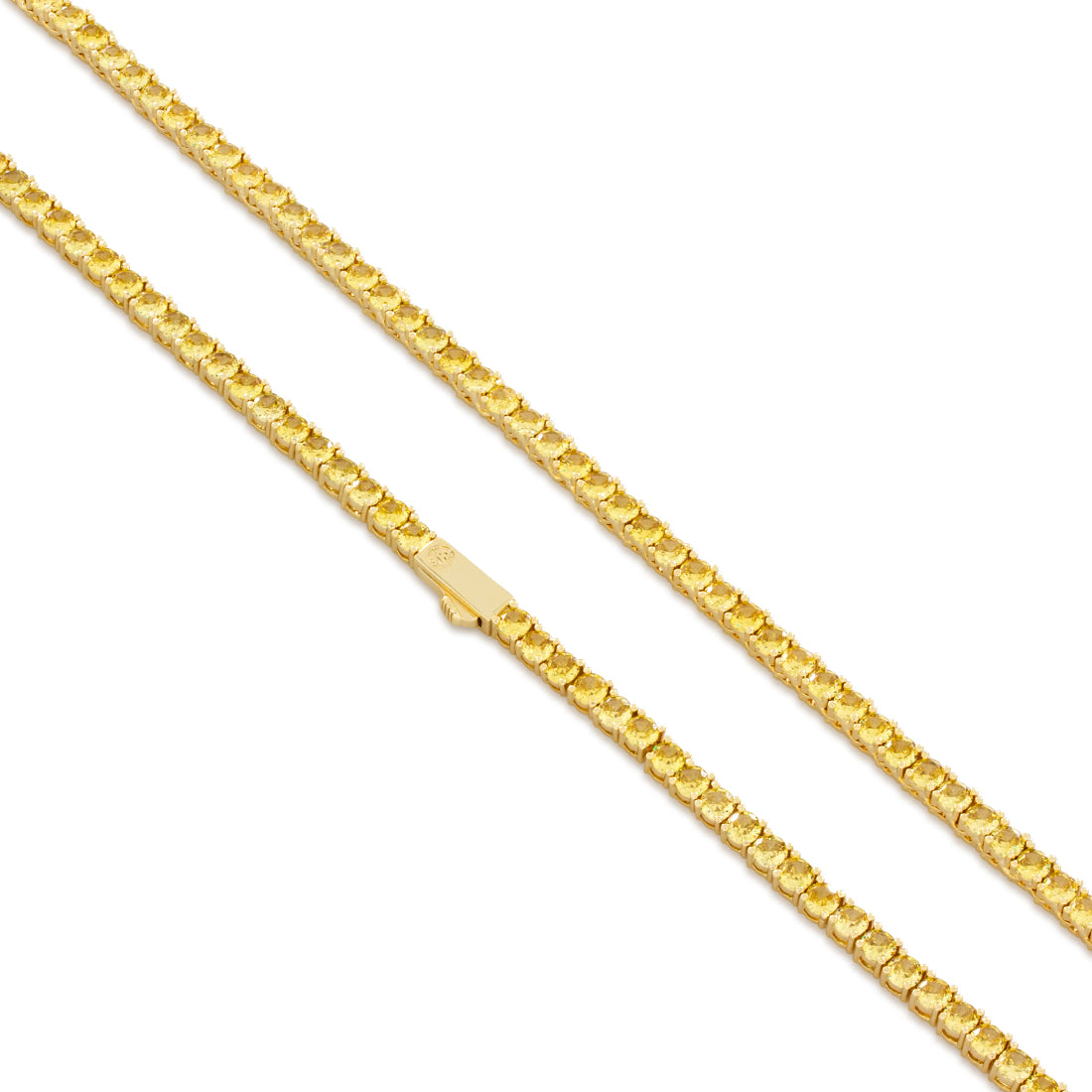 4mm Citrine Tennis Chain  in  Gold Plated / 14K Gold / 22" by Kingices
