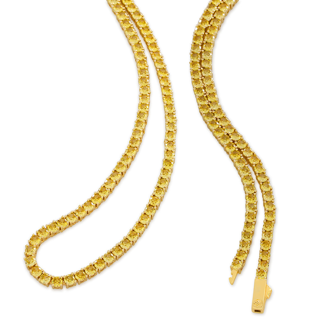 4mm Citrine Tennis Chain  in  Gold Plated / 14K Gold / 22" by Kingices