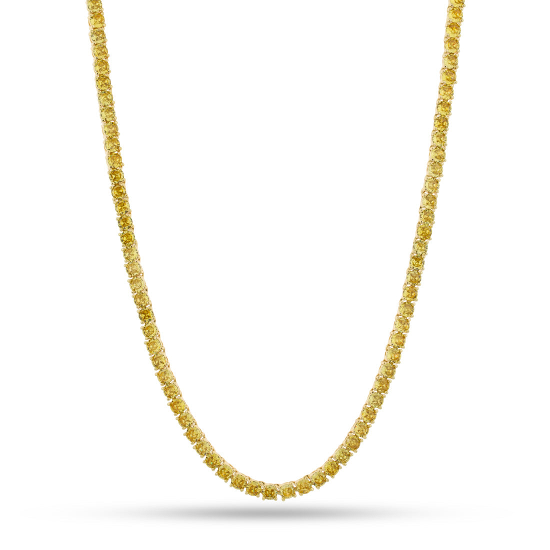 4mm Citrine Tennis Chain  in  Gold Plated / 14K Gold / 22" by Kingices