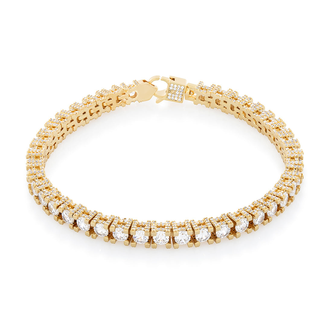 4mm Icy Tennis Bracelet  in  Gold Plated / 14K Gold / 8" by Kingices