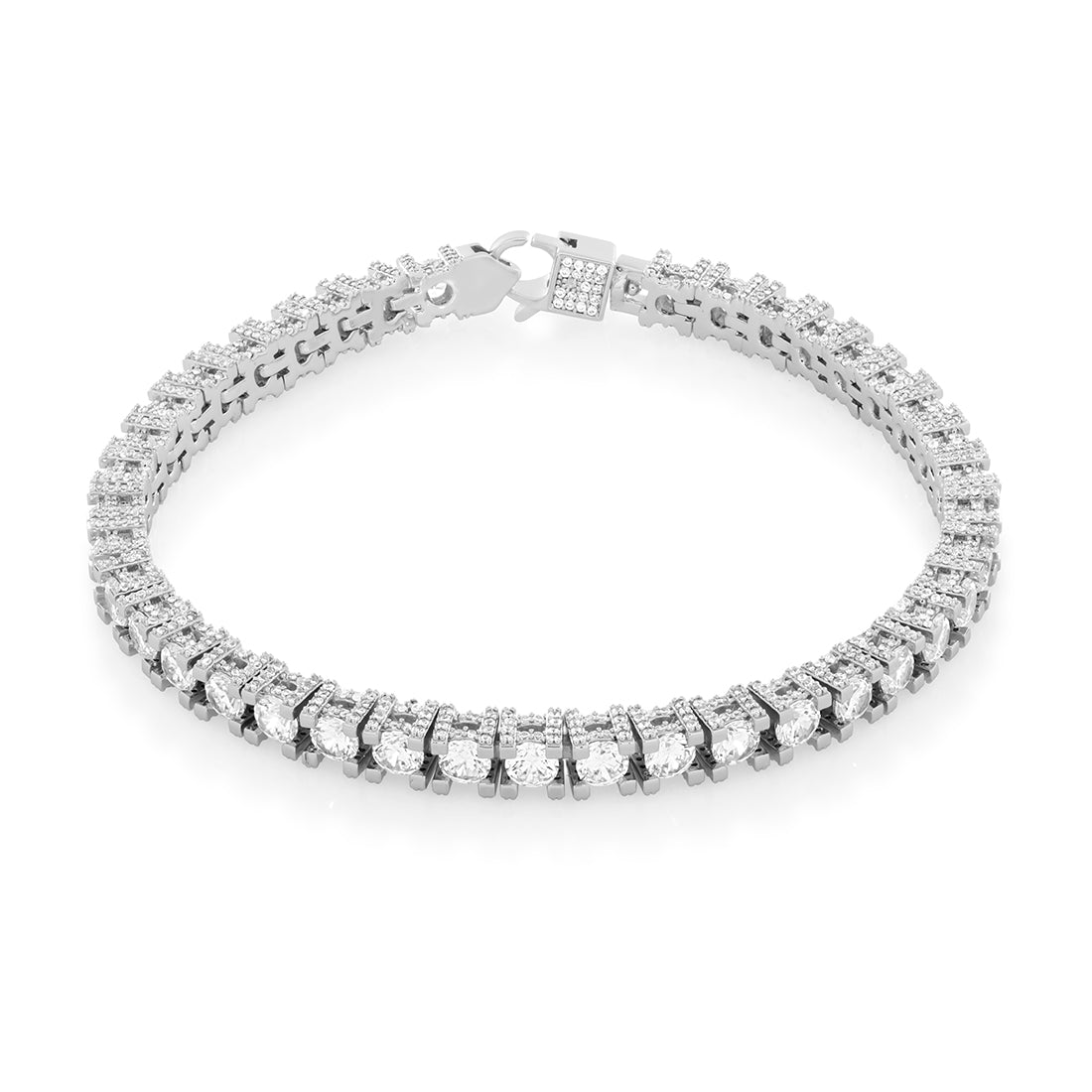 4mm Icy Tennis Bracelet  in  Gold Plated / White Gold / 8" by Kingices