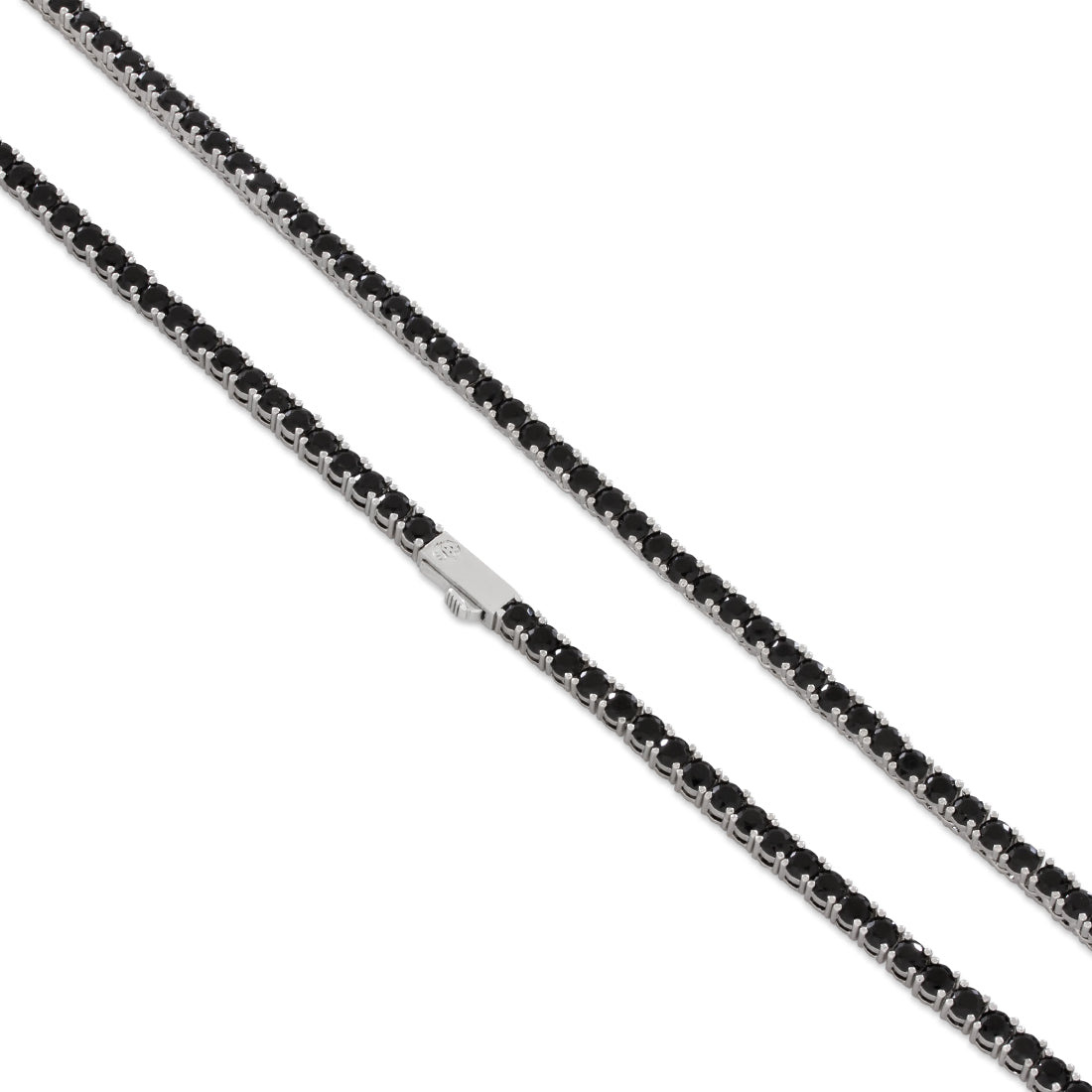 4mm Onyx Tennis Chain  in  Gold Plated / White Gold / 22" by Kingices