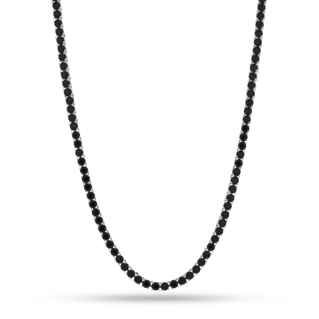 4mm Onyx Tennis Chain  in  Gold Plated / White Gold / 22" by Kingices
