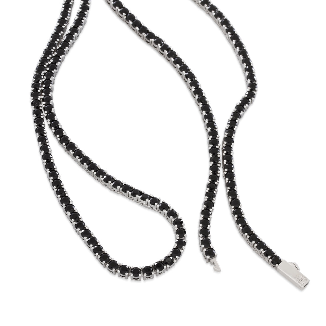 4mm Onyx Tennis Chain  in  Gold Plated / White Gold / 22" by Kingices