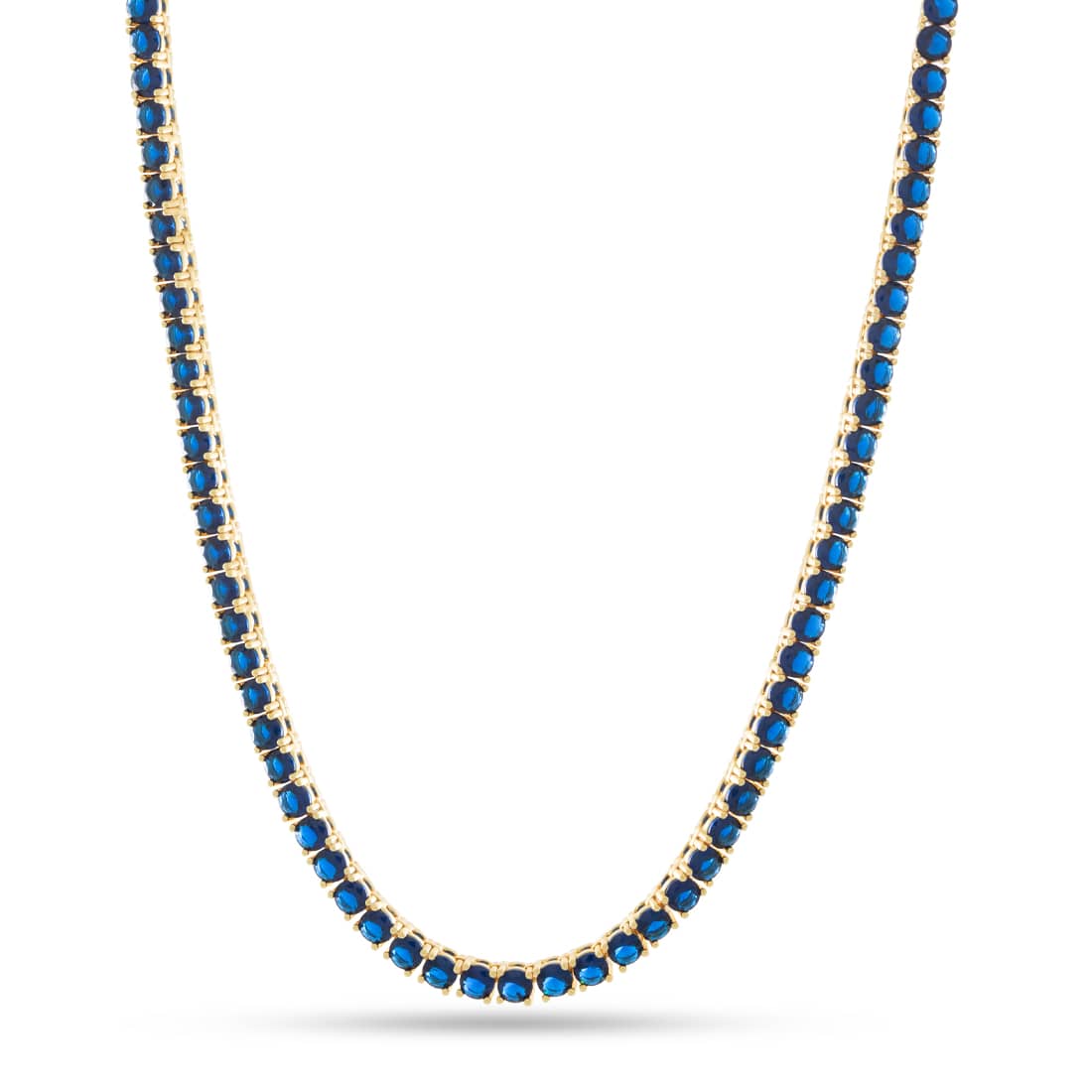 4mm Sapphire Tennis Chain  in  Gold Plated / 14K Gold / 18" by Kingices