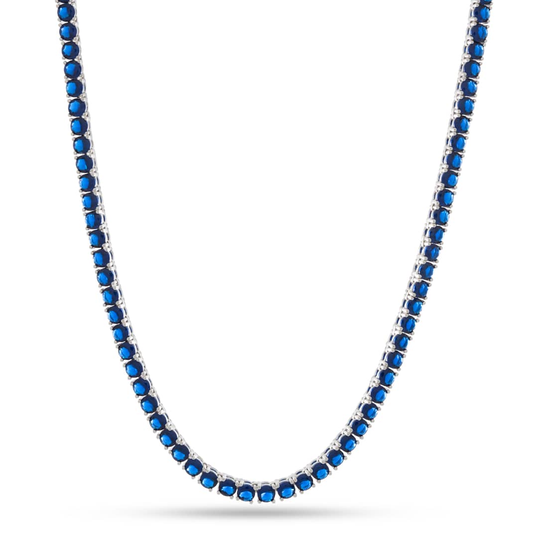 4mm Sapphire Tennis Chain  in  Gold Plated / White Gold / 18" by Kingices