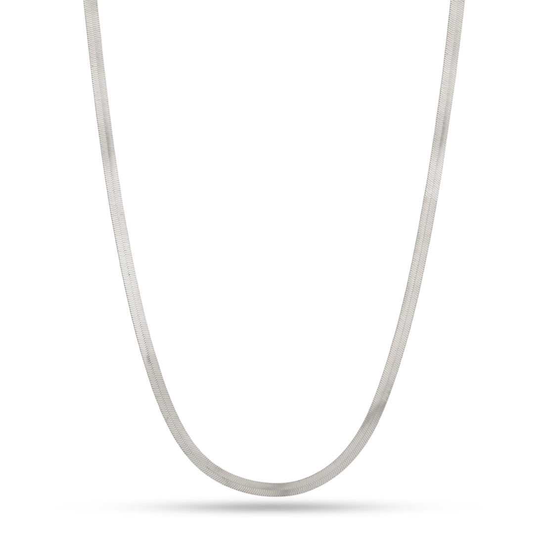 5mm Thick Herringbone Chain  in  White Gold / 18" by Kingices