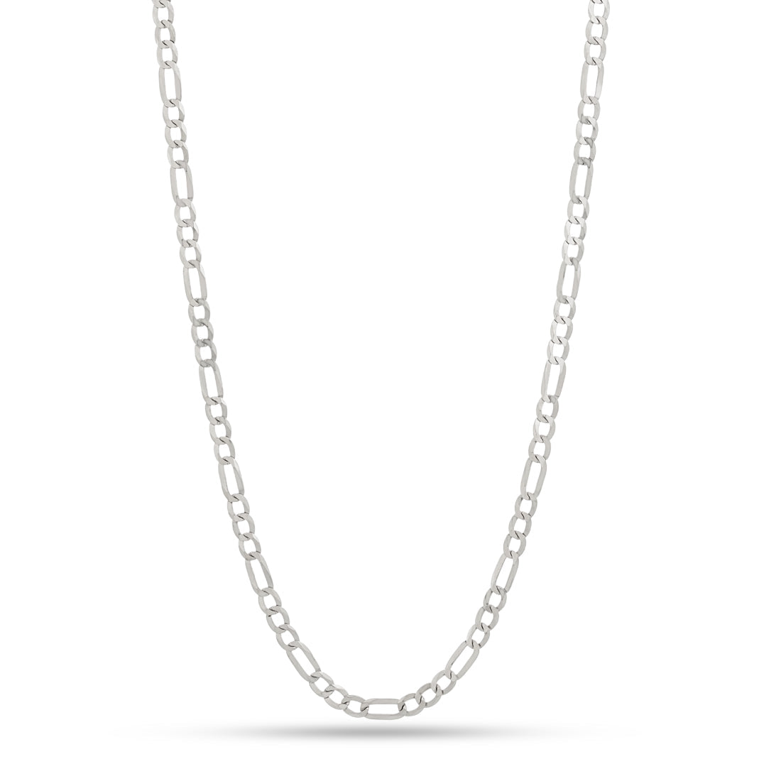 8mm Figaro Chain  in  Sterling Silver / White Gold / 20" by Kingices
