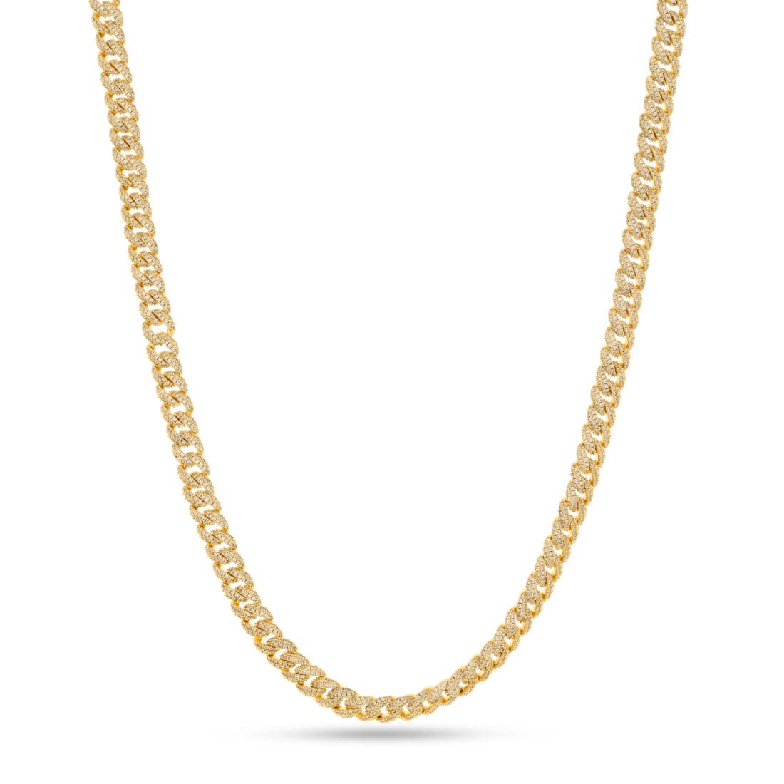 8mm Iced Diamond Cut Miami Cuban Link Chain  in  Gold Plated / 14K Gold / 18" by Kingices