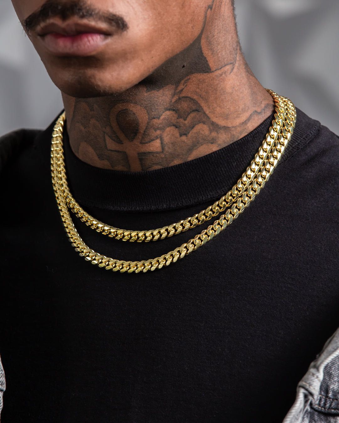 8mm Miami Cuban Link Chain Choker Set  in  by Kingices