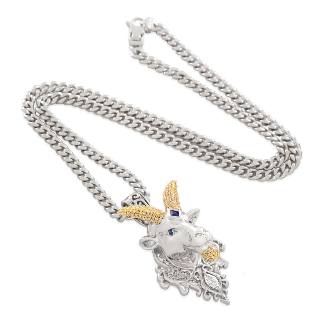 Ajna G.O.A.T. Necklace  in  White Gold / 2.3" by Kingices