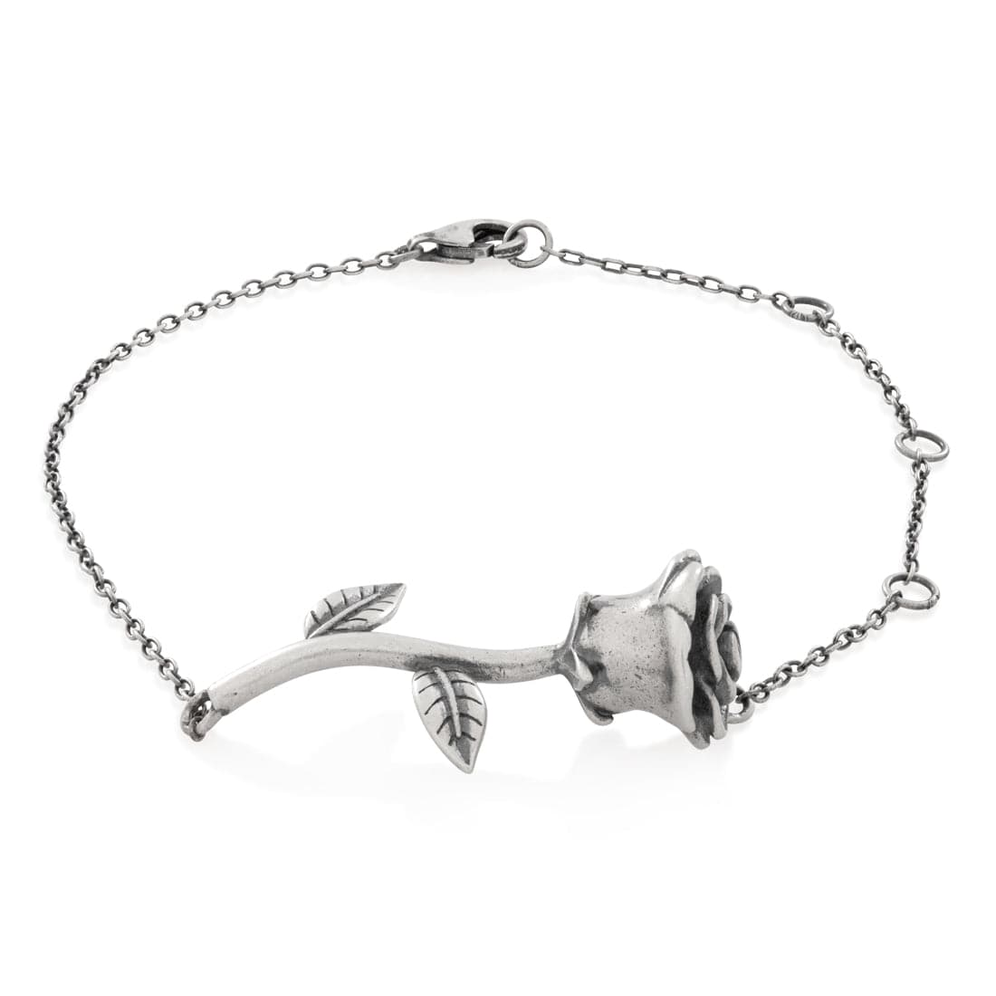 Antique Rose Bracelet  in  Sterling Silver / White Gold / 8" by Kingices