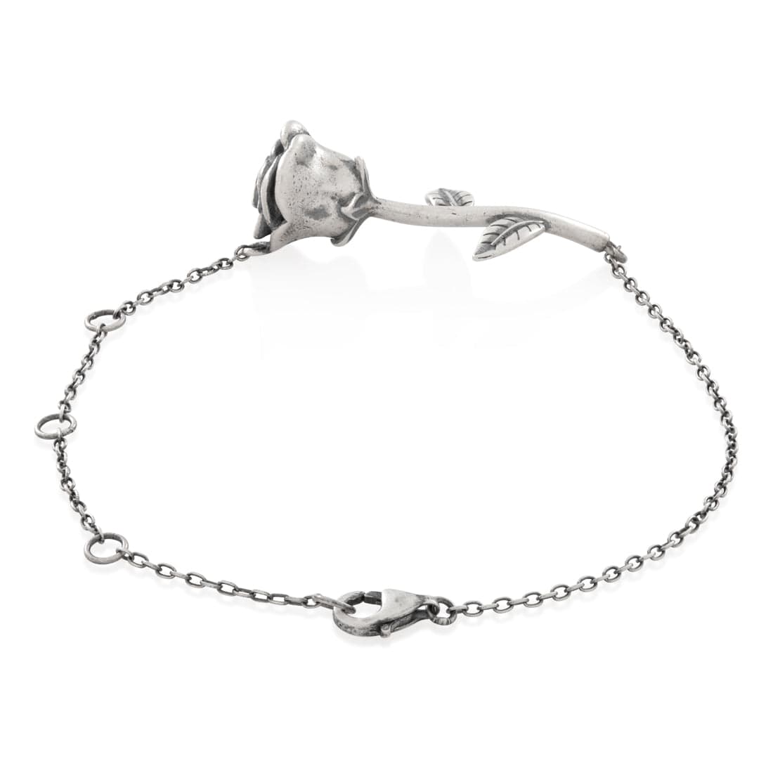 Antique Rose Bracelet  in  Sterling Silver / White Gold / 8" by Kingices
