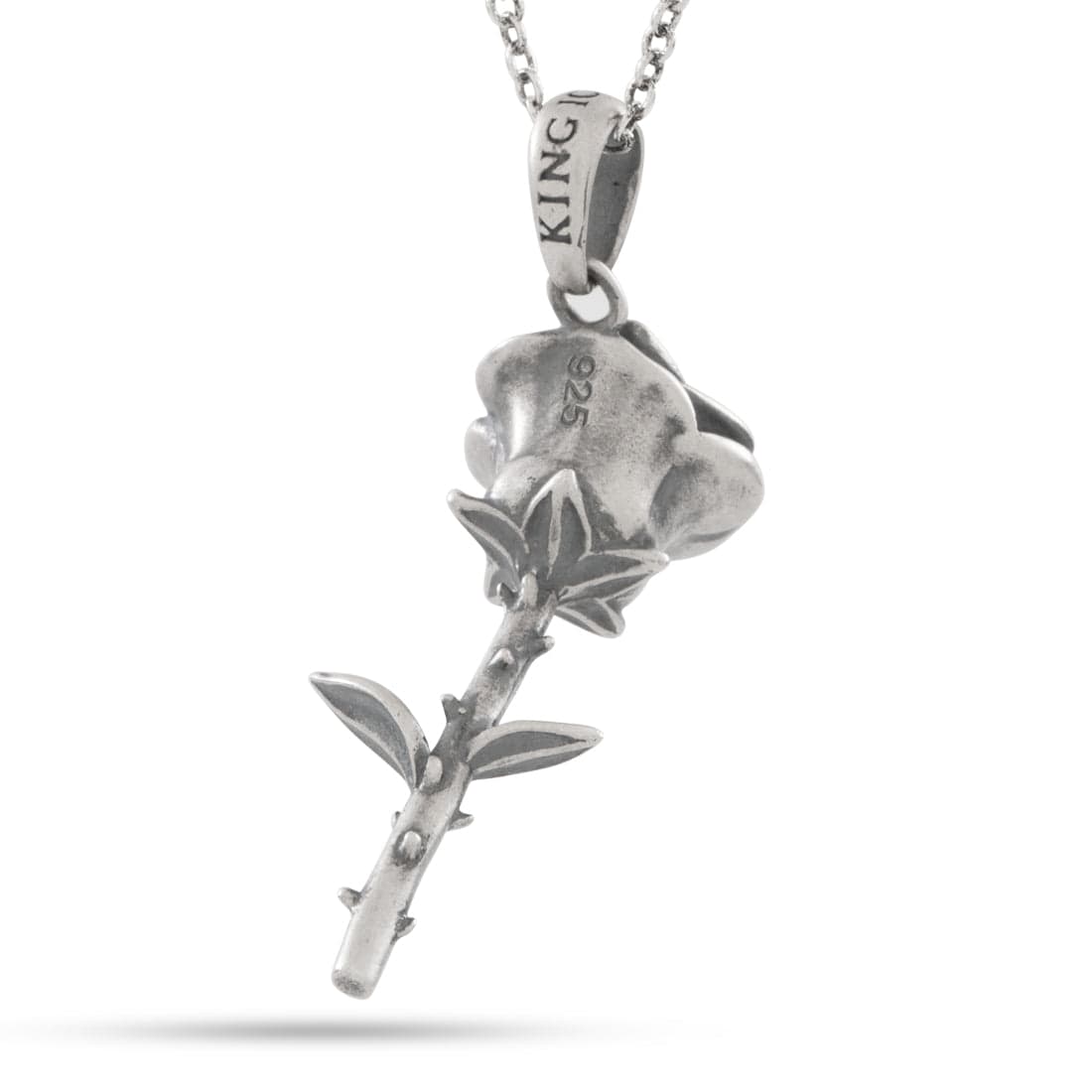 Antique Rose Necklace  in  Sterling Silver / White Gold / 1.6" by Kingices