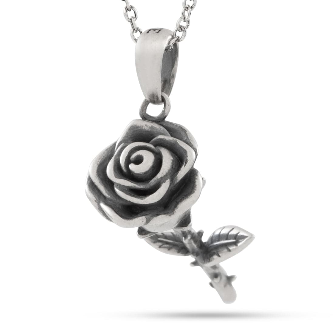 Antique Rose Necklace  in  Sterling Silver / White Gold / 1.6" by Kingices