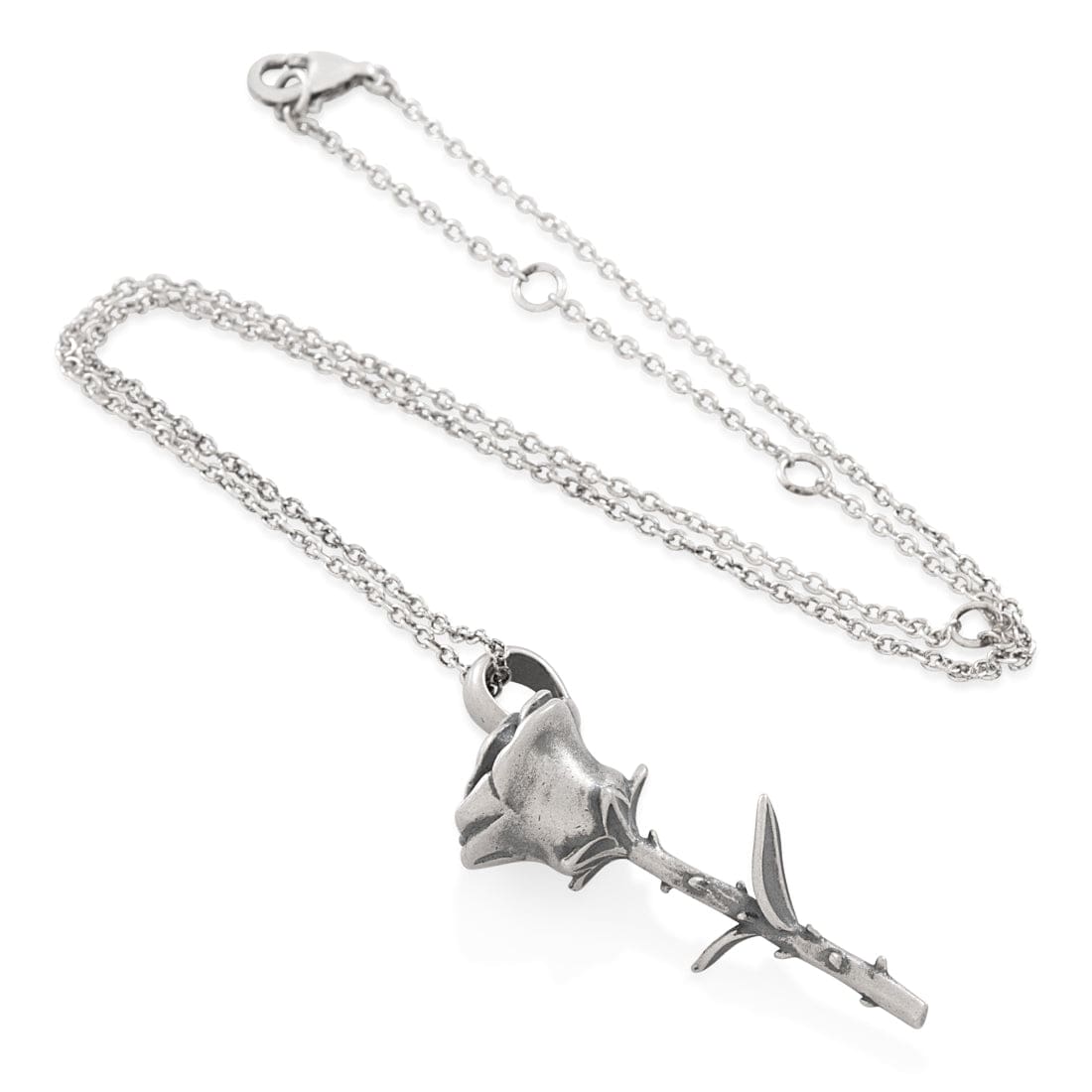 Antique Rose Necklace  in  Sterling Silver / White Gold / 1.6" by Kingices