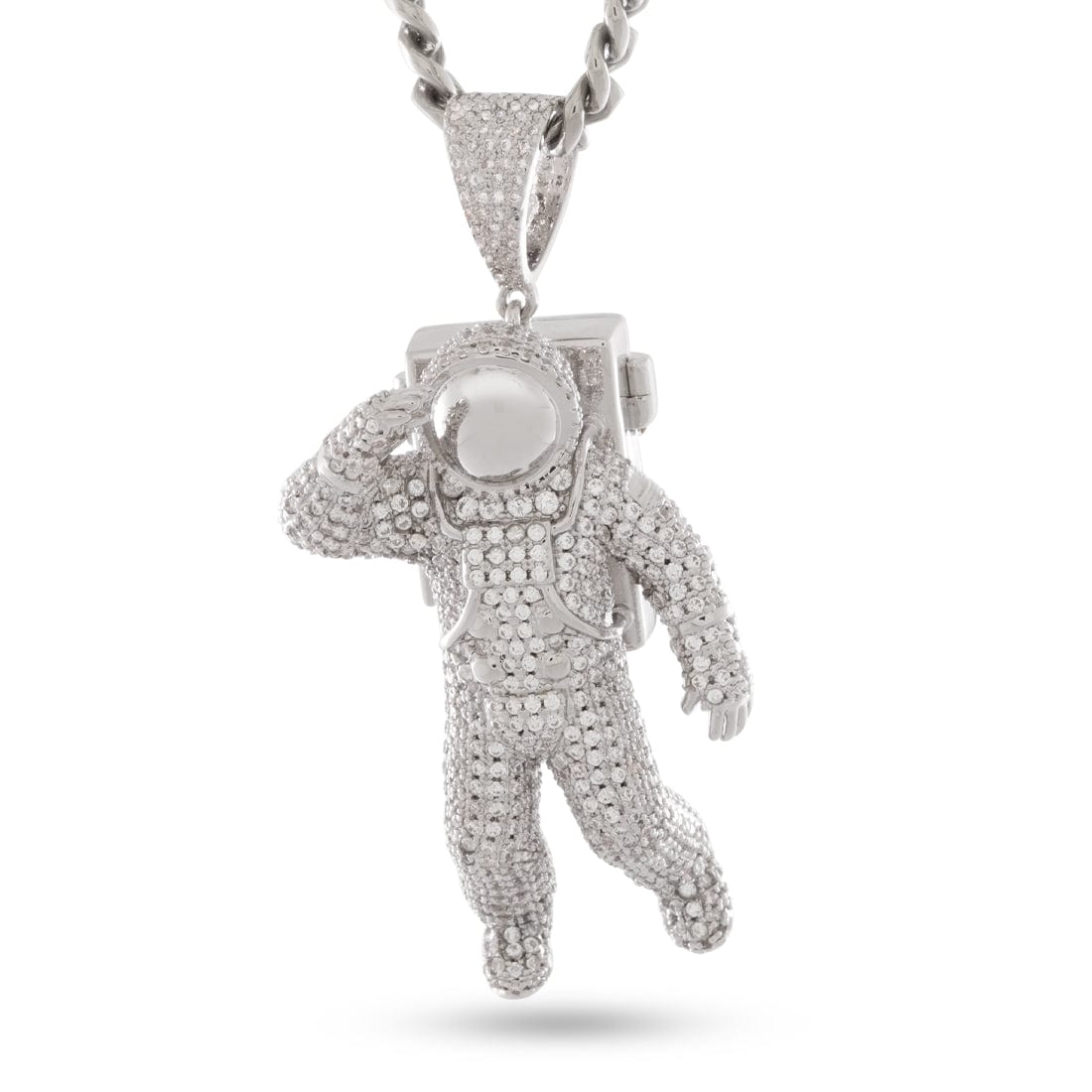 Astronaut Necklace  in  White Gold / 2.6" by Kingices