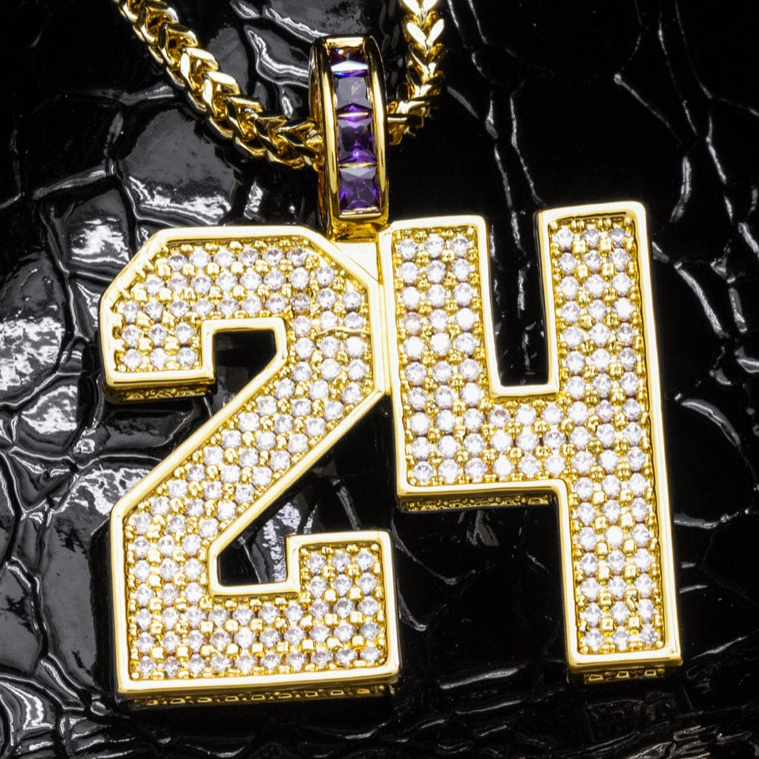 Black Mamba Classic Number 24 Necklace  in  14K Gold / 1.7" by Kingices
