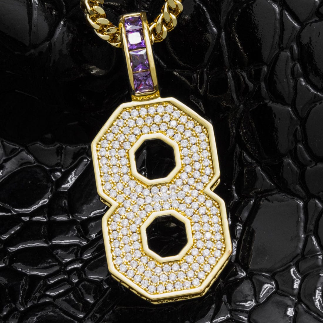 Black Mamba Classic Number 8 Necklace  in  14K Gold / 1.7" by Kingices