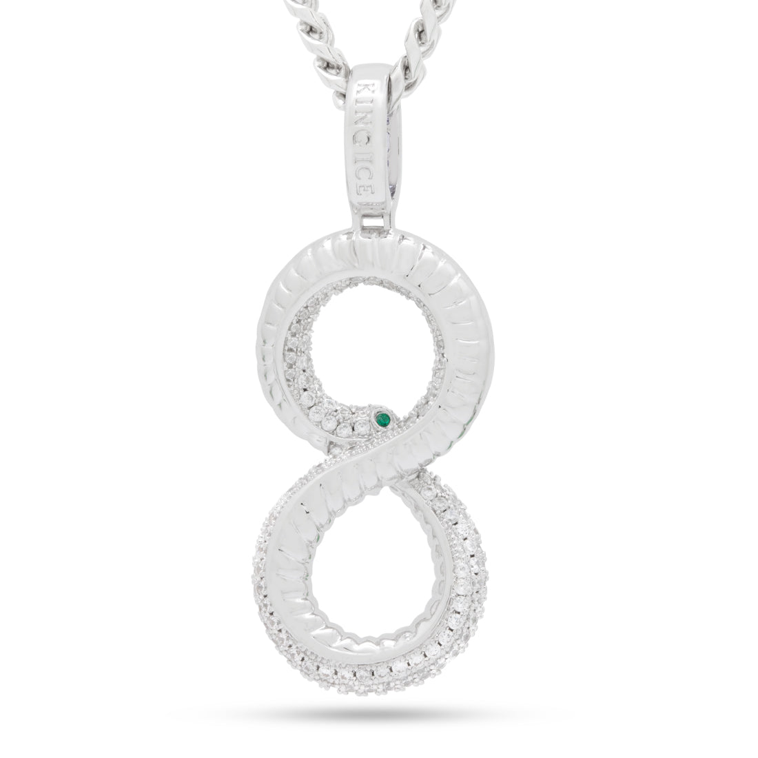 Black Mamba Ouroboros Necklace  in  White Gold / 2.5" by Kingices