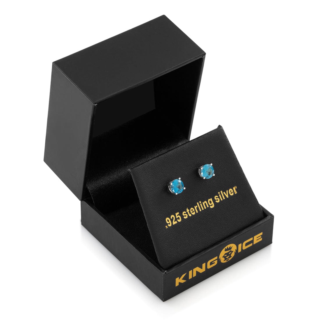 Blue Brilliant-Cut Stud Earrings  in  by Kingices