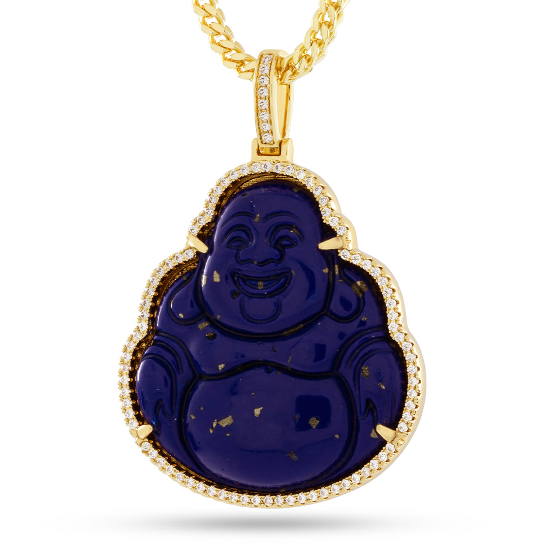 Blue Lapis Buddha Necklace  in  14K Gold / 1.4" by Kingices