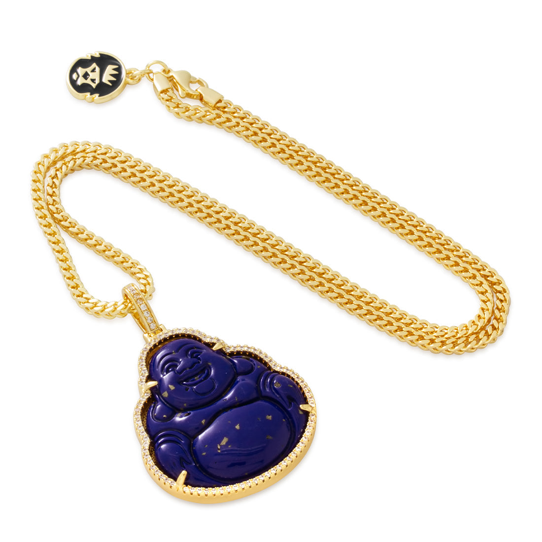 Blue Lapis Buddha Necklace  in  14K Gold / 1.4" by Kingices