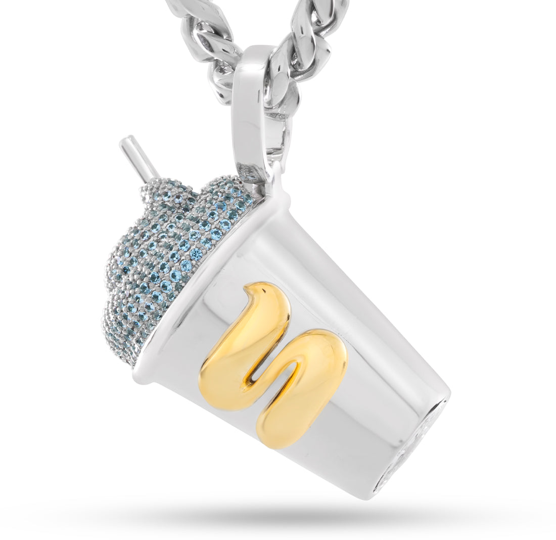 Slurpee® x Kingices - Blue Slurpee® Necklace  in  White Gold / 1.8" by Kingices