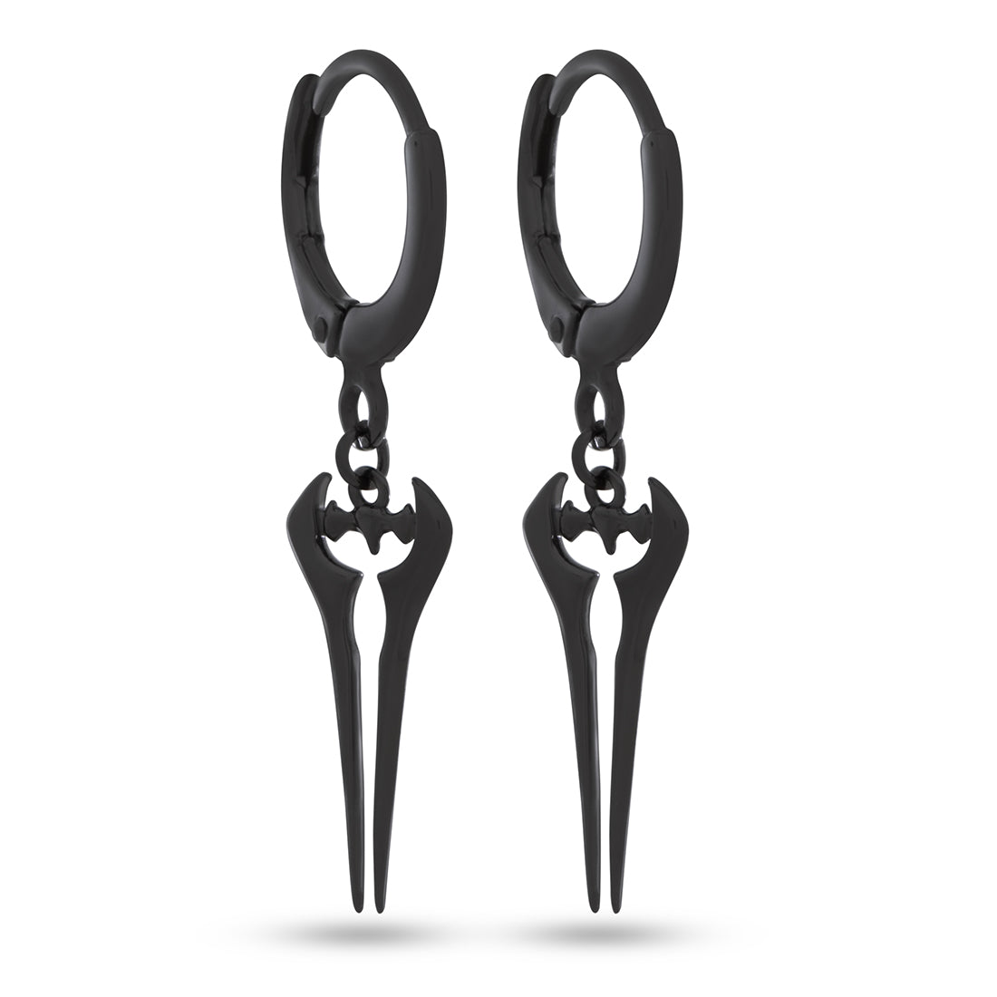 Halo x Kingices - Energy Sword Hanging Earrings  in  Sterling Silver / Black Gold / 1.4" by Kingices