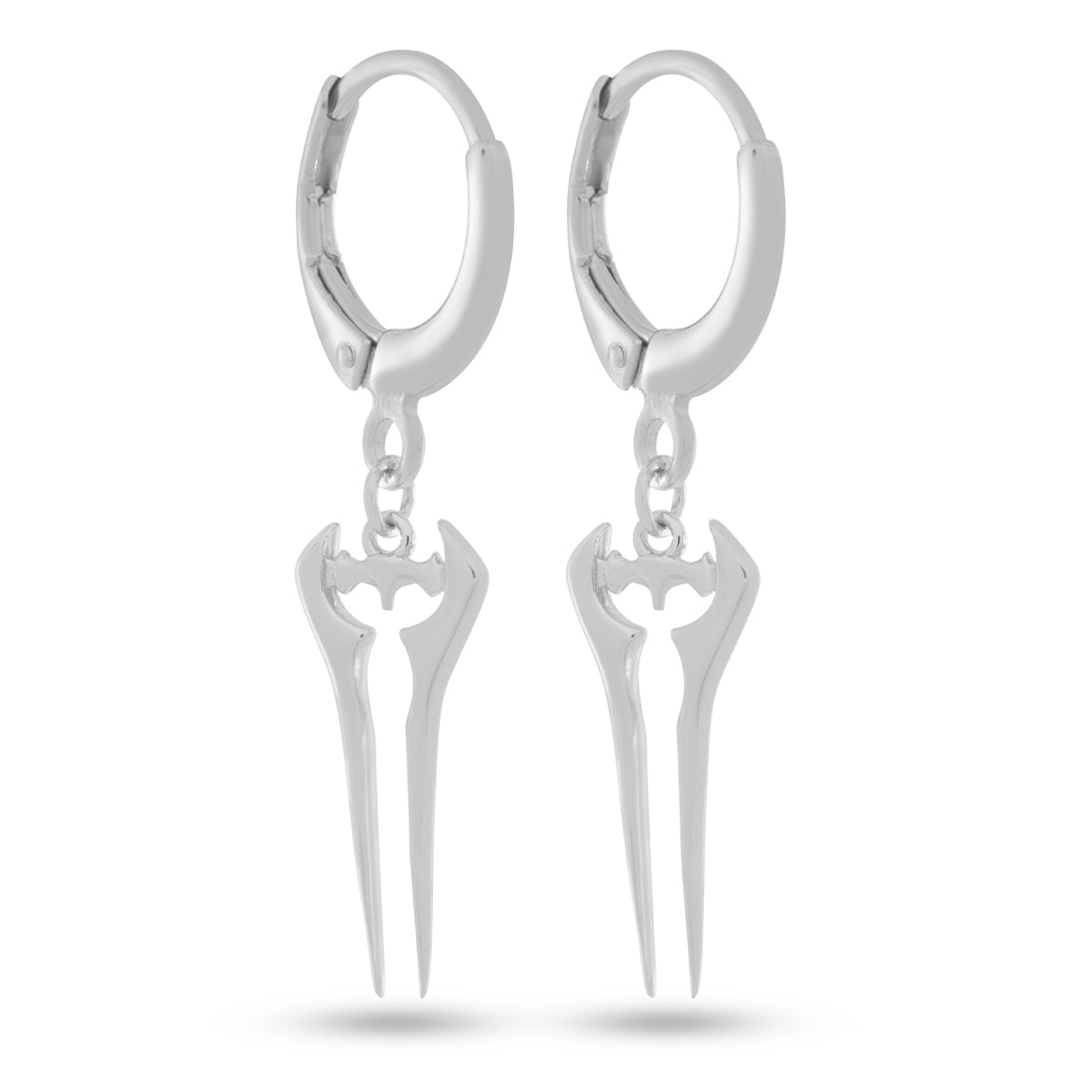 Halo x Kingices - Energy Sword Hanging Earrings  in  Sterling Silver / White Gold / 1.4" by Kingices