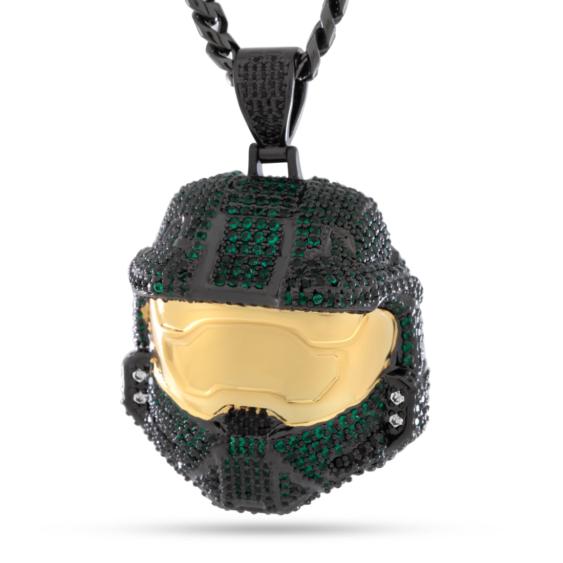 Halo x Kingices - Mark VI Helmet Necklace  in  Black Gold / 2.2" by Kingices