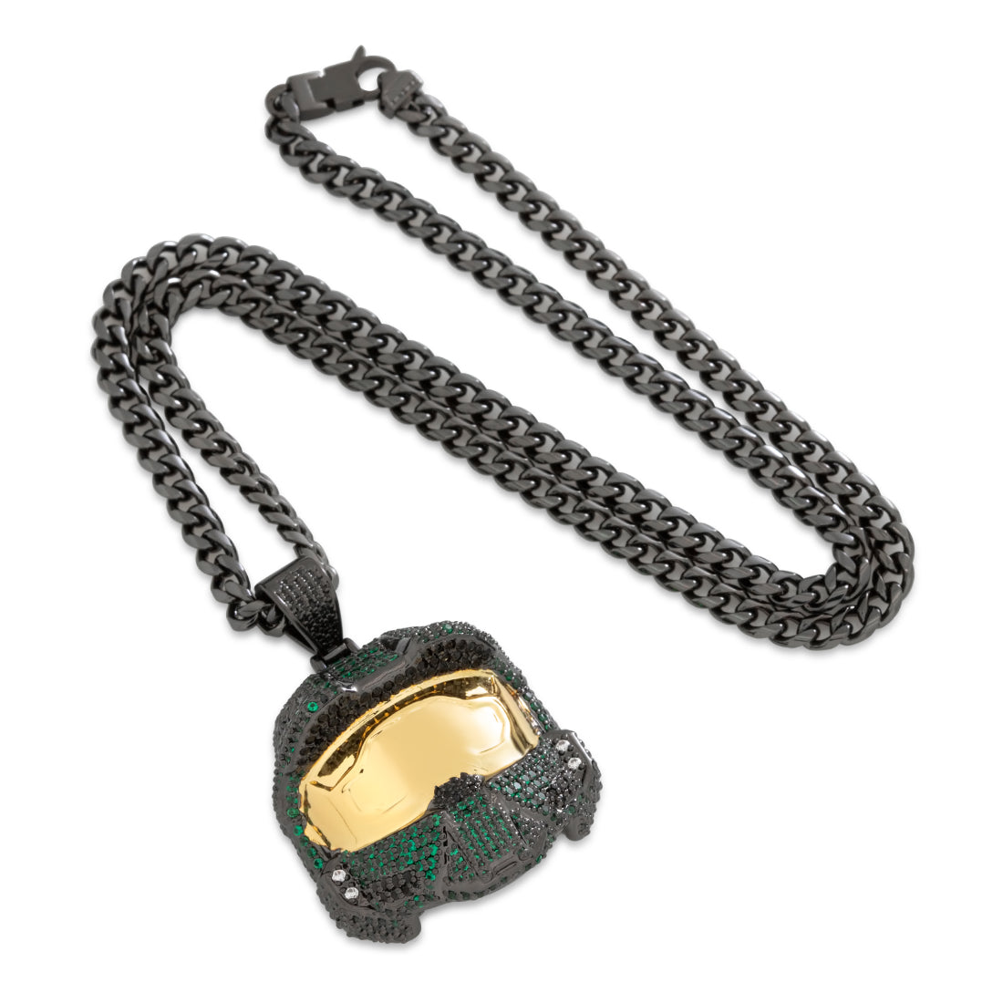 Halo x Kingices - Mark VI Helmet Necklace  in  Black Gold / 2.2" by Kingices