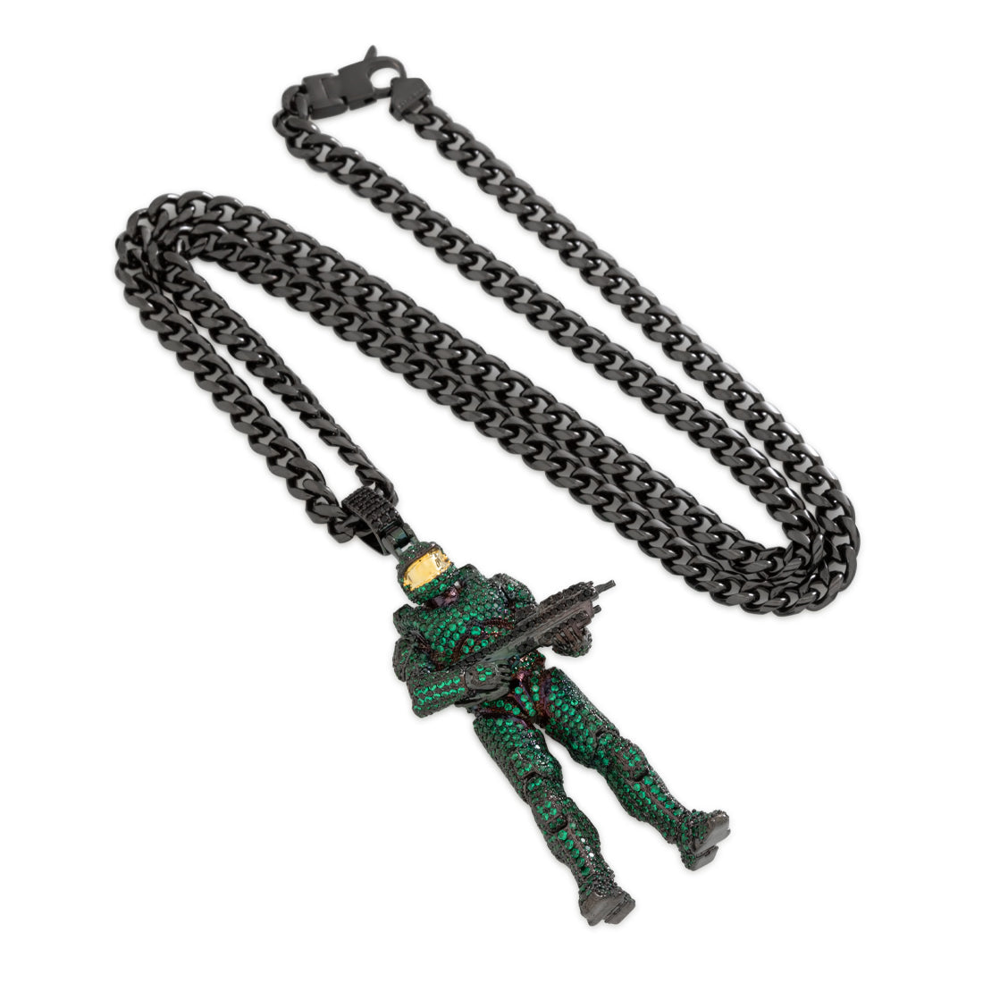 Halo x Kingices - Mark VI Master Chief Necklace  in  Black Gold / 2.8" by Kingices