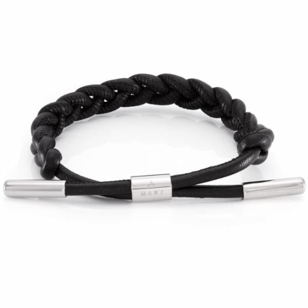 Core Bracelet by MARZ  in  Leather / White Gold / Adjustable by Kingices