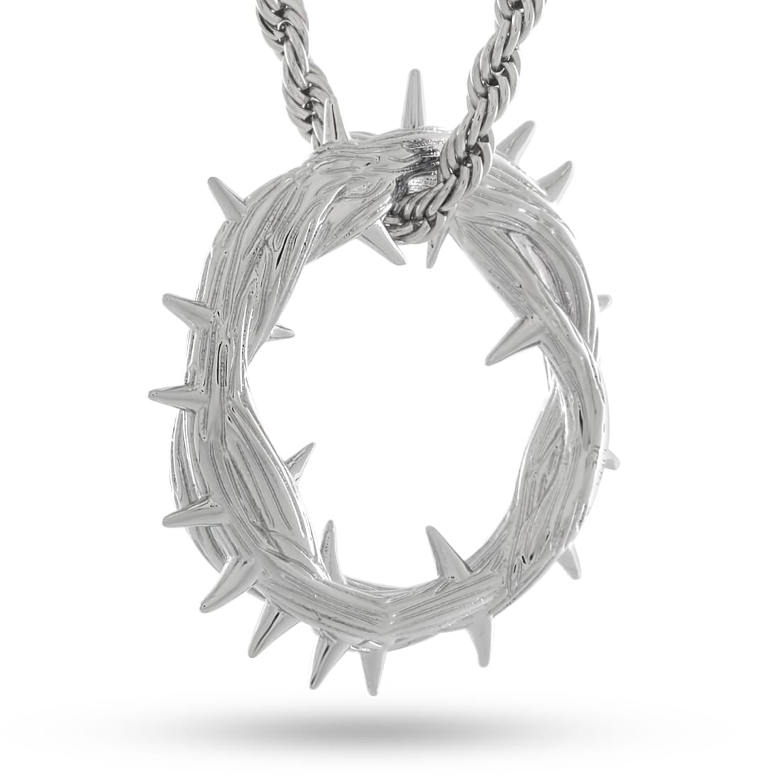 Crown of Thorns Necklace  in  1.4” / White Gold by Kingices