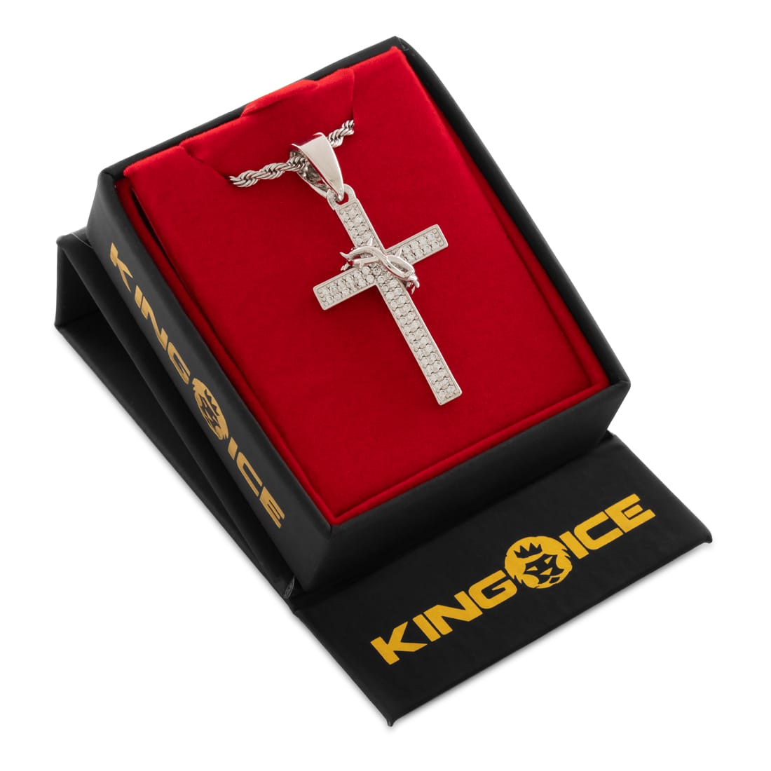 Crown of Thorns Wrapped Cross Necklace  in  by Kingices