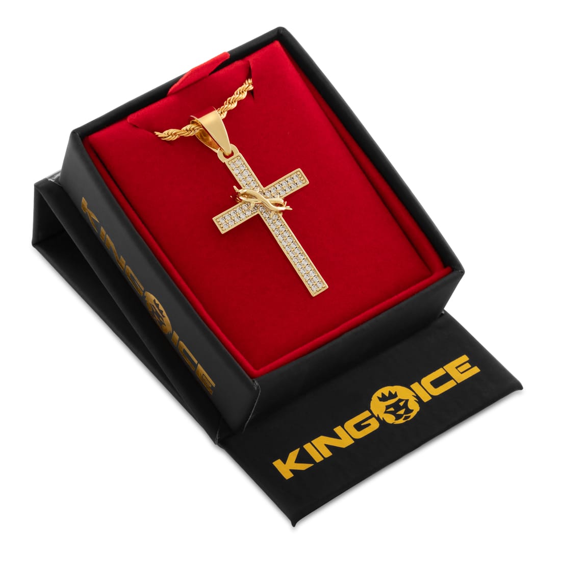 Crown of Thorns Wrapped Cross Necklace  in  by Kingices
