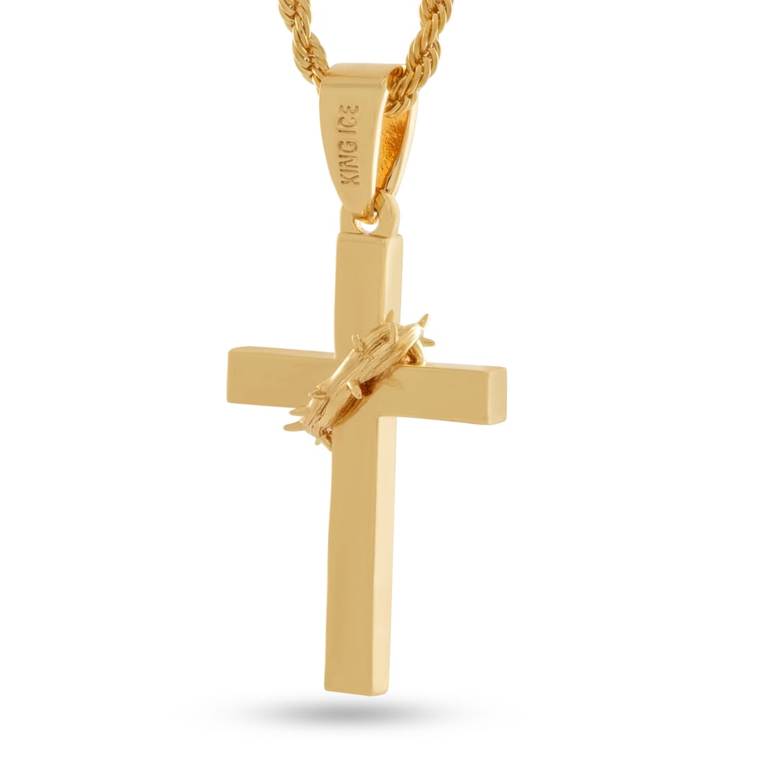 Crown of Thorns Wrapped Cross Necklace  in  by Kingices