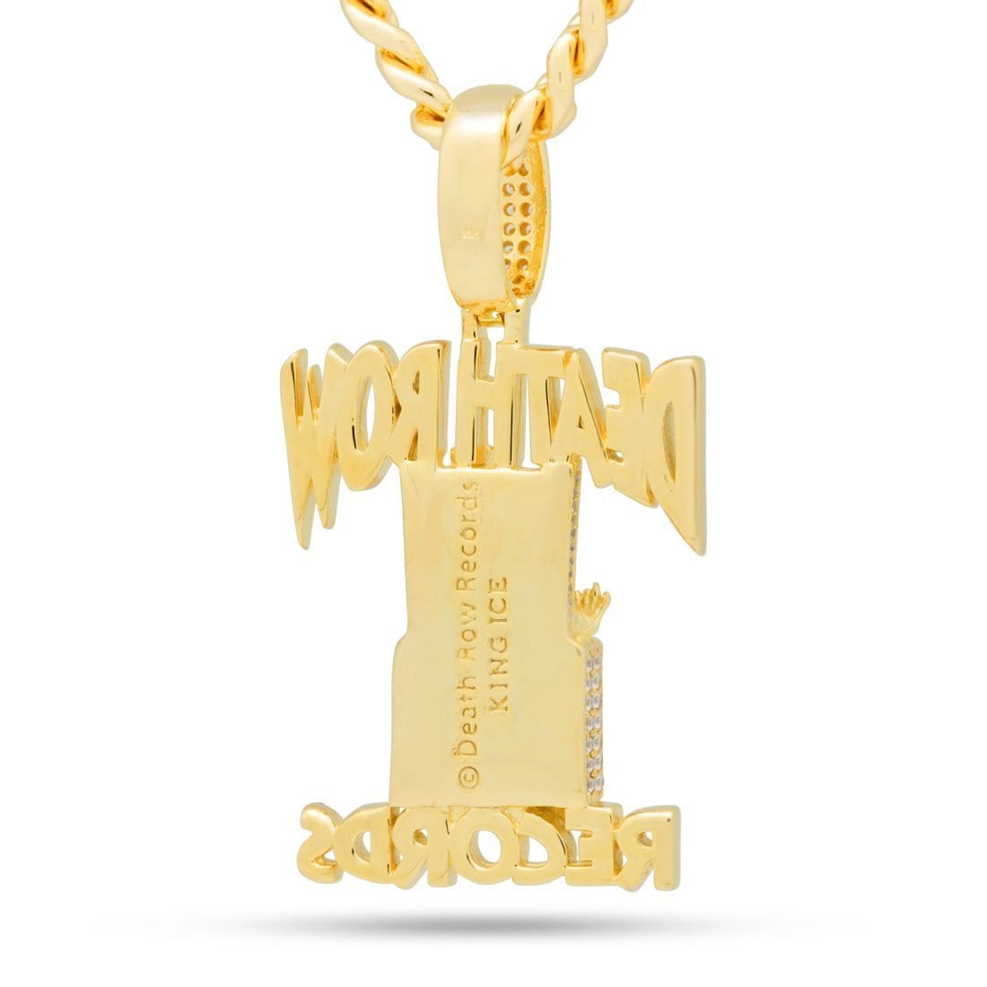 Death Row Records x Kingices - Solid Gold Iced Logo Necklace  in  Solid Gold / 14K Gold / 2.3" by Kingices