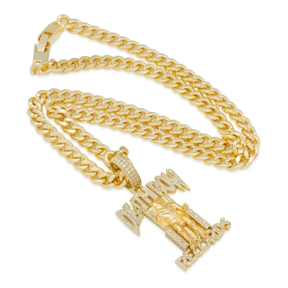 Death Row Records x Kingices - Solid Gold Iced Logo Necklace  in  Solid Gold / 14K Gold / 2.3" by Kingices