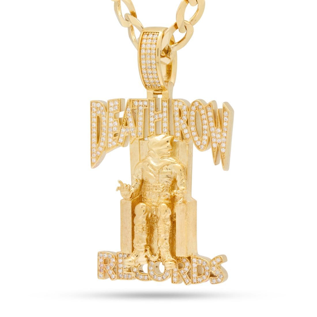 Death Row Records x Kingices - Solid Gold Iced Logo Necklace  in  Solid Gold / 14K Gold / 2.3" by Kingices