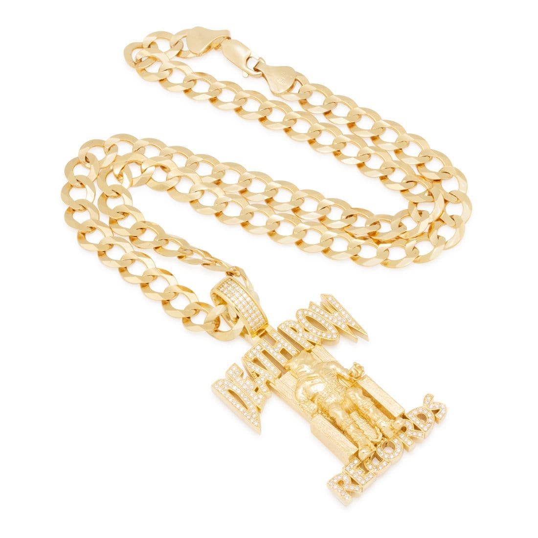 Death Row Records x Kingices - Solid Gold Iced Logo Necklace  in  Solid Gold / 14K Gold / 2.3" by Kingices