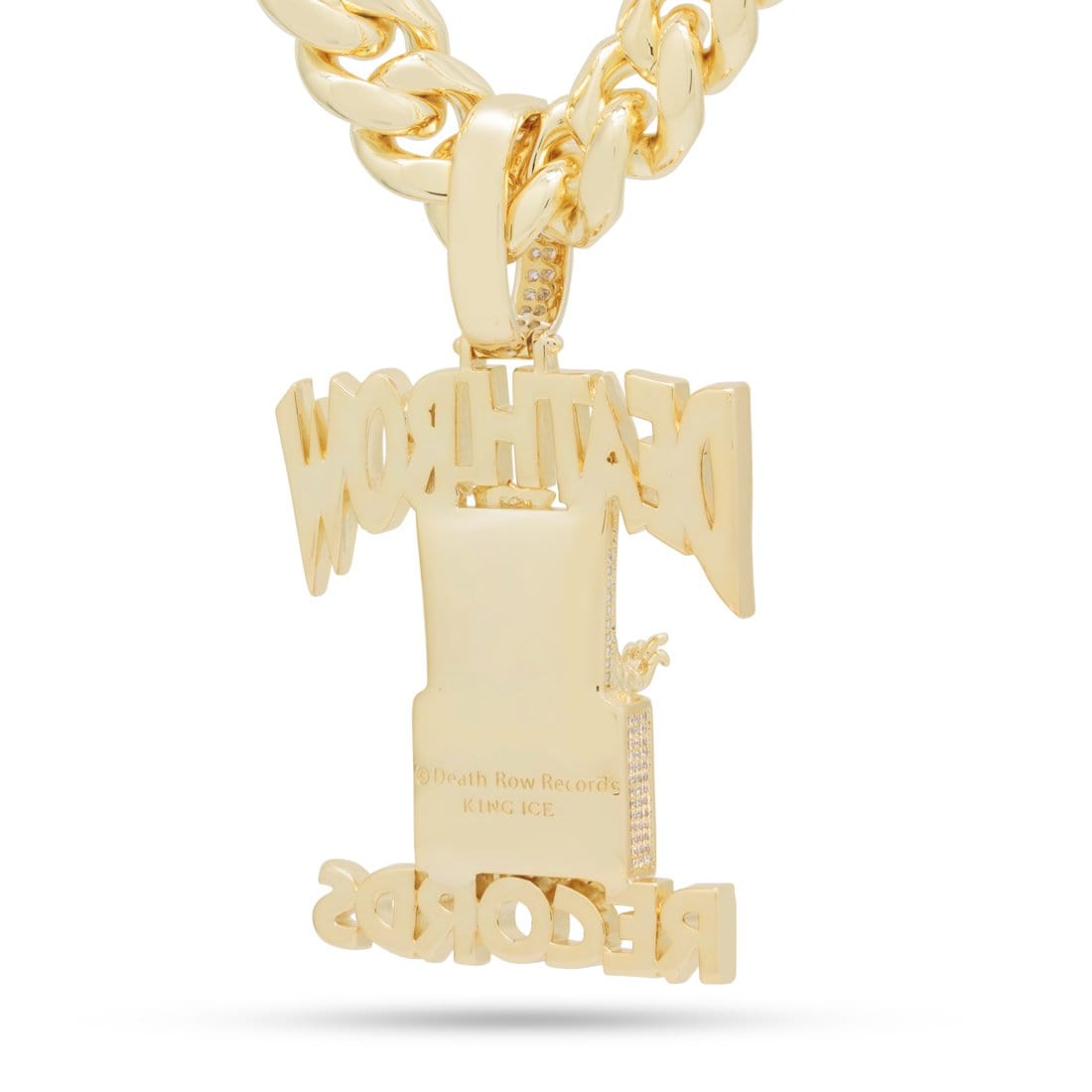 Death Row Records x Kingices - Solid Gold Iced Logo Necklace  in  Solid Gold / 14K Gold / 2.3" by Kingices