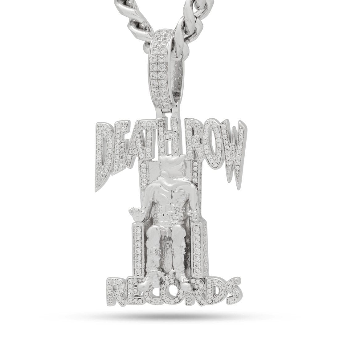 Death Row Records x Kingices - Solid Gold Iced Logo Necklace  in  Solid Gold / 14K Gold / 2.3" by Kingices