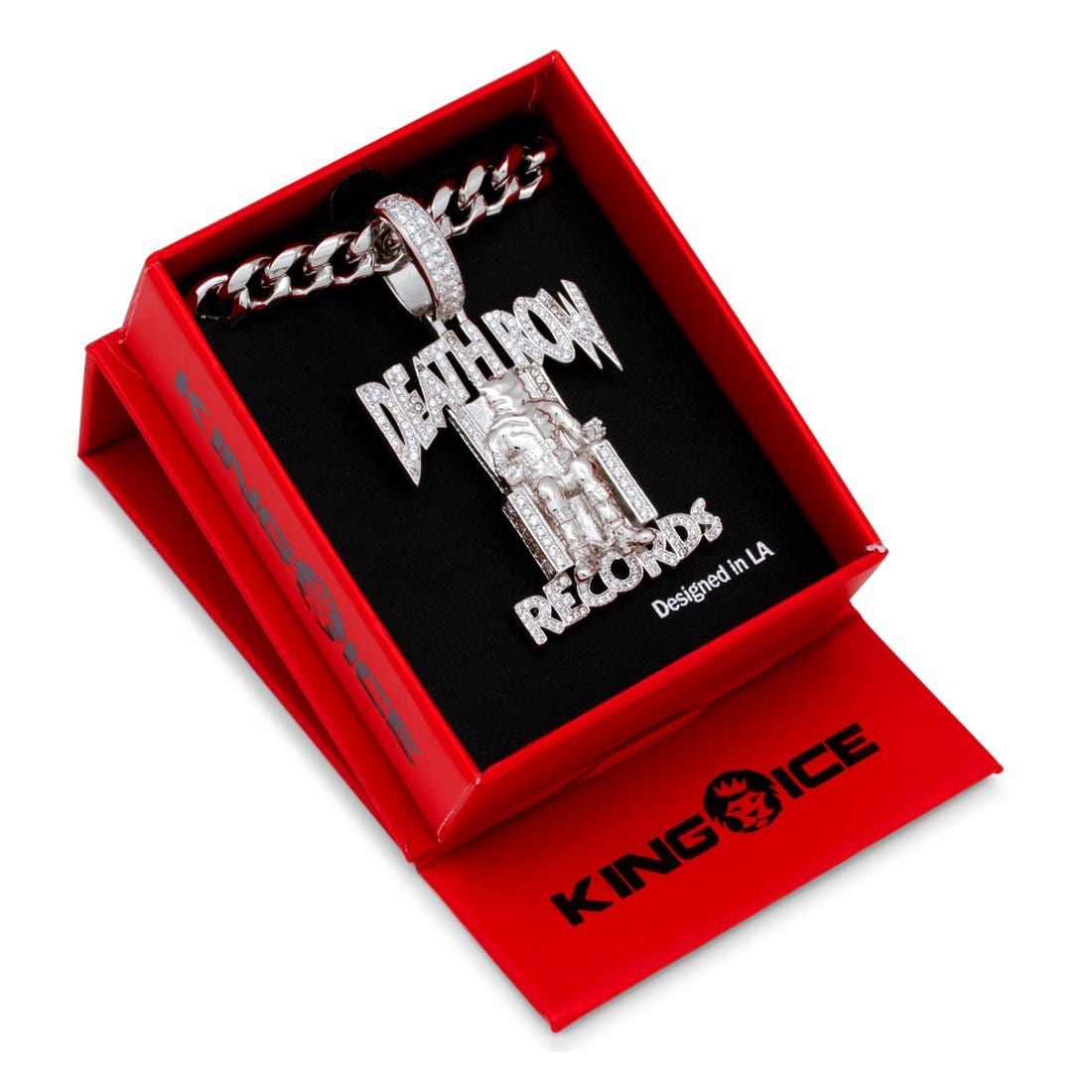 Death Row Records x Kingices - Solid Gold Iced Logo Necklace  in  Solid Gold / 14K Gold / 2.3" by Kingices