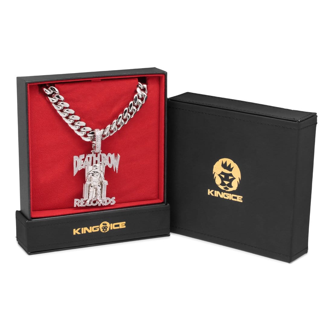 Death Row Records x Kingices - Solid Gold Iced Logo Necklace  in  Solid Gold / 14K Gold / 2.3" by Kingices