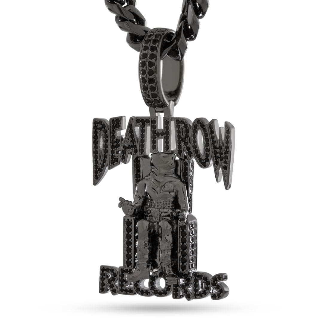 Death Row Records x Kingices - Solid Gold Iced Logo Necklace  in  Solid Gold / 14K Gold / 2.3" by Kingices